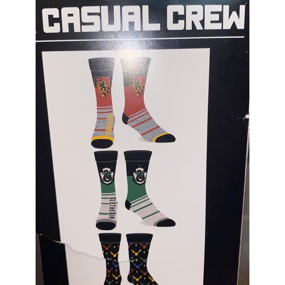 Men's 6-Pack Harry Potter House Crest Crew Socks Hufflepuff Ravenclaw Slytherin - Picture 9 of 13